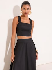 Lipsy Black Square Neck Cropped Top - Image 1 of 5