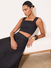 Lipsy Black Square Neck Cropped Top - Image 4 of 5