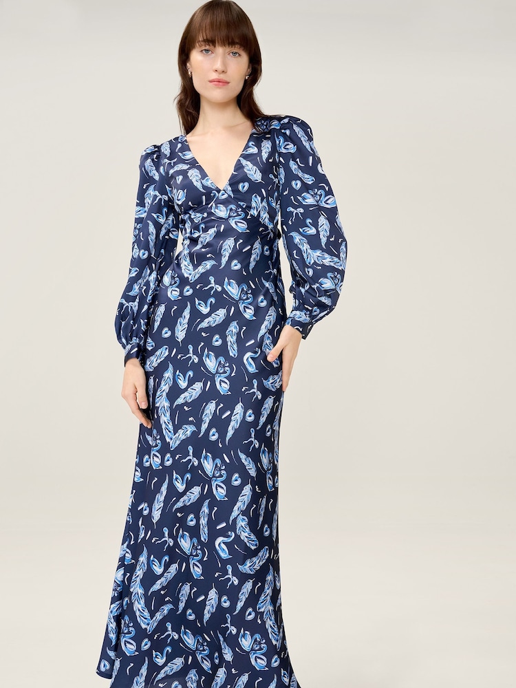 Omnes Blue Francoise Blurred Floral Dress - Image 2 of 5 Omnes Blue Francoise Blurred Floral Dress - Image 2 of 5