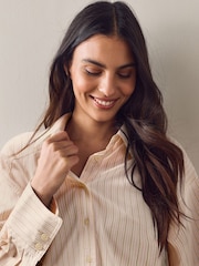 Yellow/Pink Stripe Oversized Boyfriend Shirt - Image 4 of 7