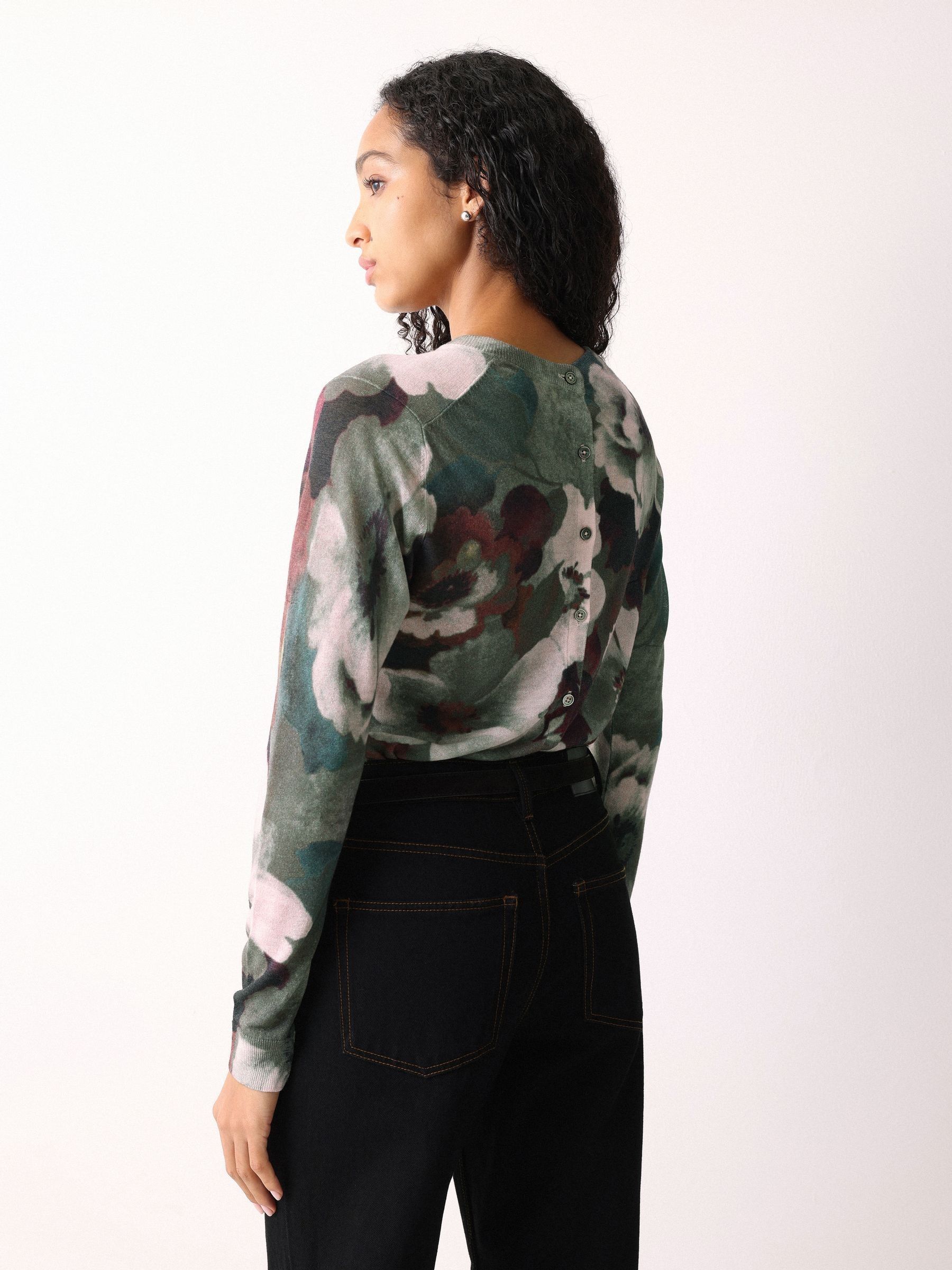 Buy Jigsaw Black Antique Floral Button Jumper from Next Romania