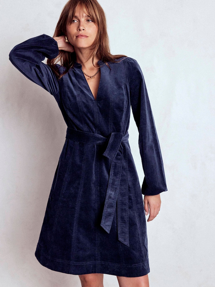 Boden Blue Ros Panelled Cord Short Dress - Image 1 of 6 Boden Blue Ros Panelled Cord Short Dress - Image 1 of 6