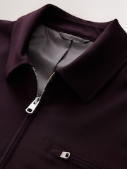 Burgundy Red Regular Fit Motionflex Smart Twill Zip Shacket - Image 10 of 13