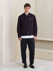 Burgundy Red Regular Fit Motionflex Smart Twill Zip Shacket - Image 3 of 13