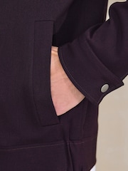 Burgundy Red Regular Fit Motionflex Smart Twill Zip Shacket - Image 6 of 13