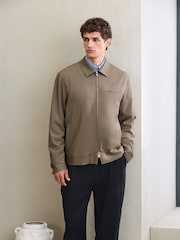 Stone Regular Fit Motionflex Smart Twill Zip Shacket - Image 1 of 12