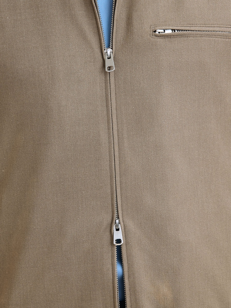 Stone Regular Fit Motionflex Smart Twill Zip Shacket - Image 12 of 12
