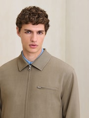 Stone Regular Fit Motionflex Smart Twill Zip Shacket - Image 3 of 12