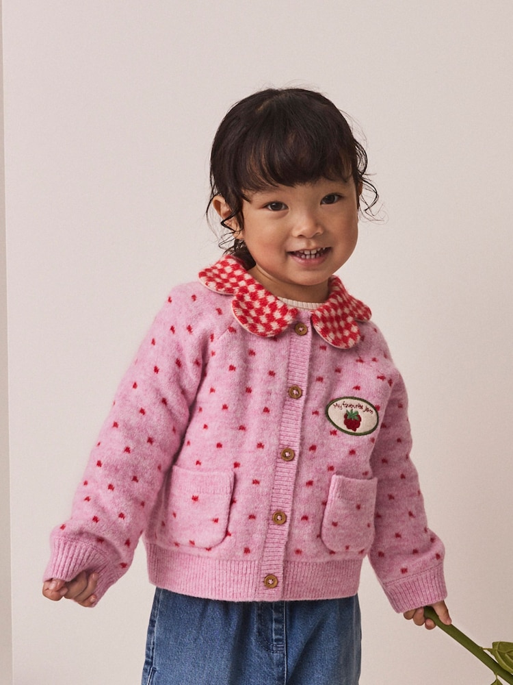 Pink Jam Pot Collar Cardigan (3mths-7yrs) - Image 1 of 5