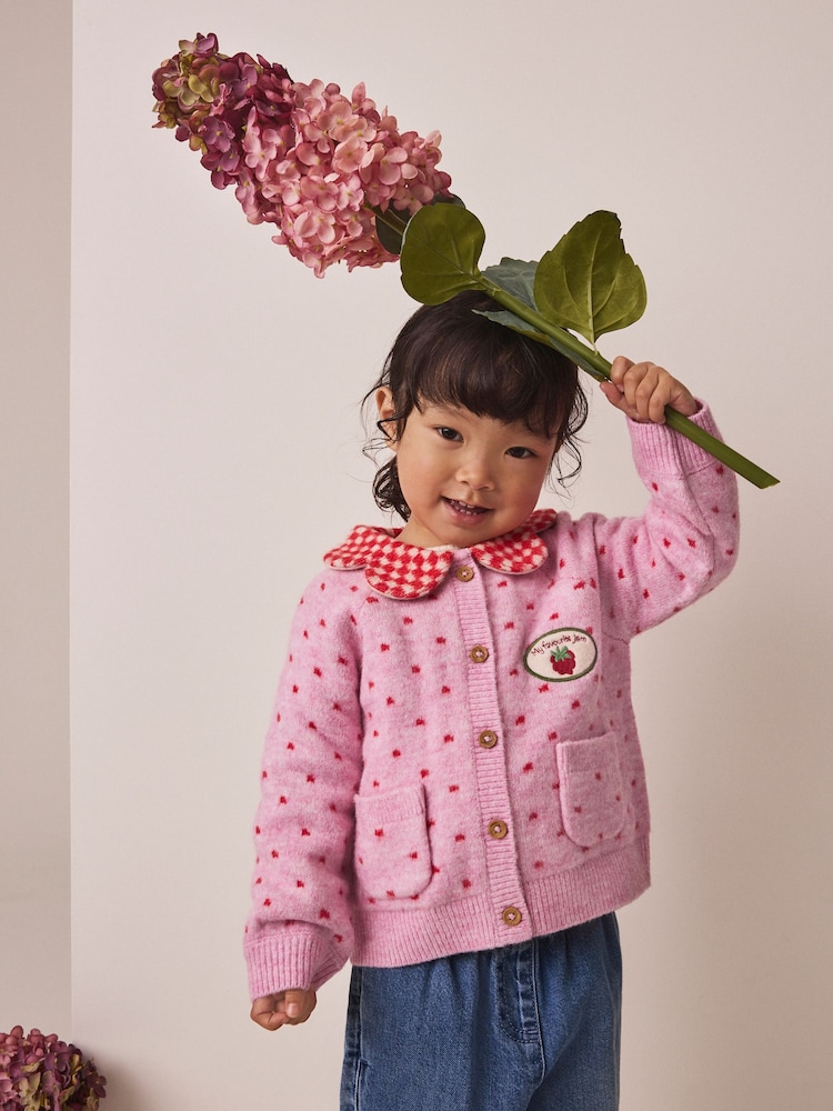 Pink Jam Pot Collar Cardigan (3mths-7yrs) - Image 2 of 5