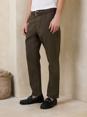 Chocolate Brown Slim Fit Belted Jeans - Image 1 of 5