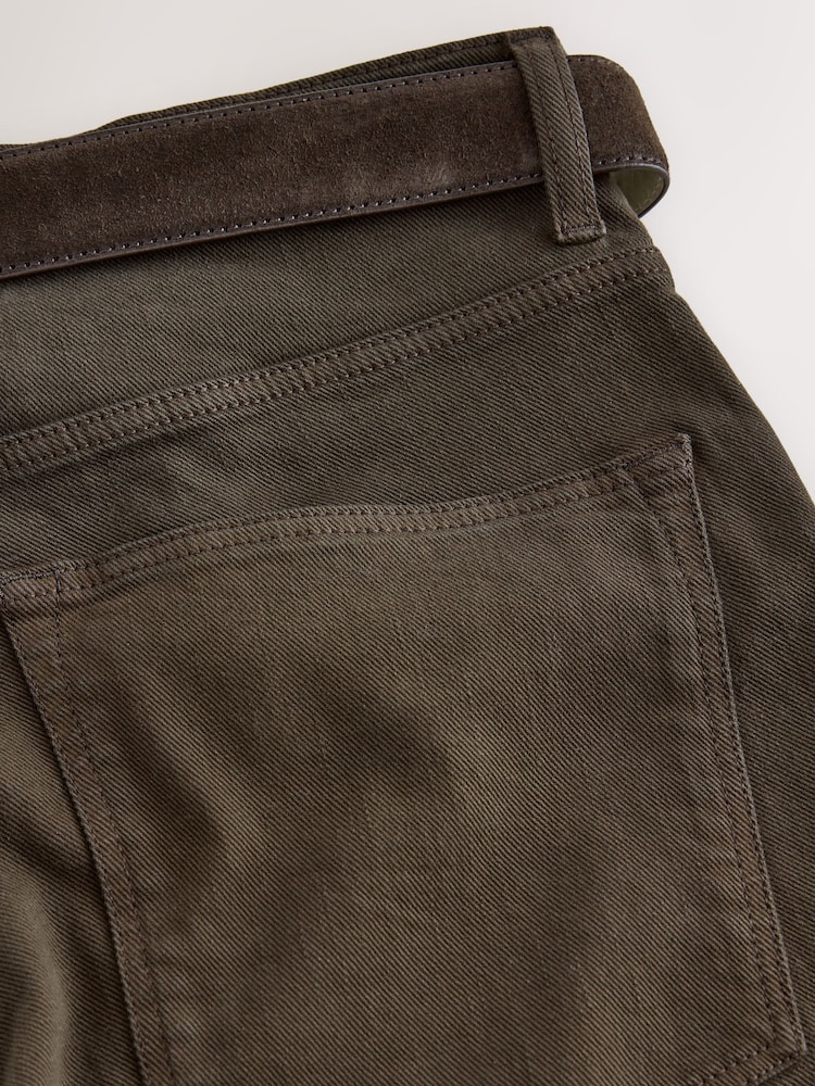 Chocolate Brown Slim Fit Belted Jeans - Image 10 of 10