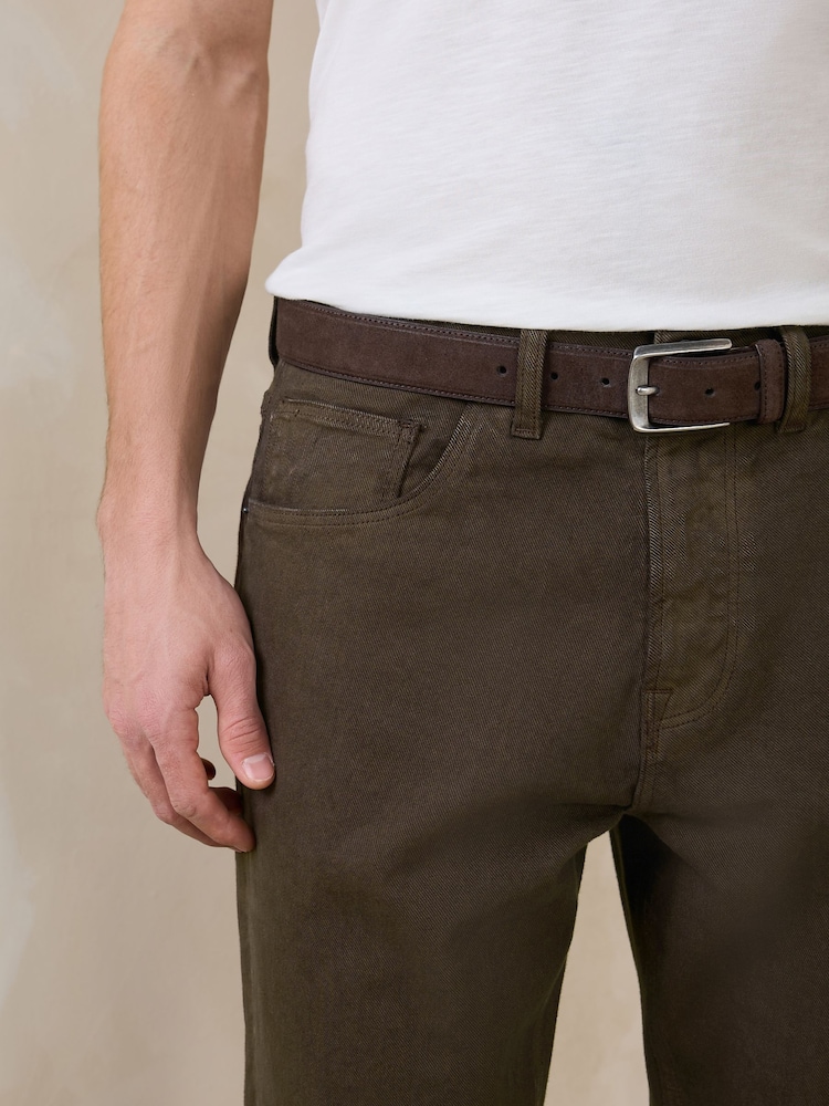 Chocolate Brown Slim Fit Belted Jeans - Image 5 of 5 Chocolate Brown Slim Fit Belted Jeans - Image 5 of 5
