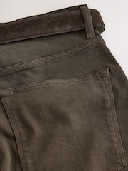 Chocolate Brown Slim Fit Belted Jeans - Image 6 of 9