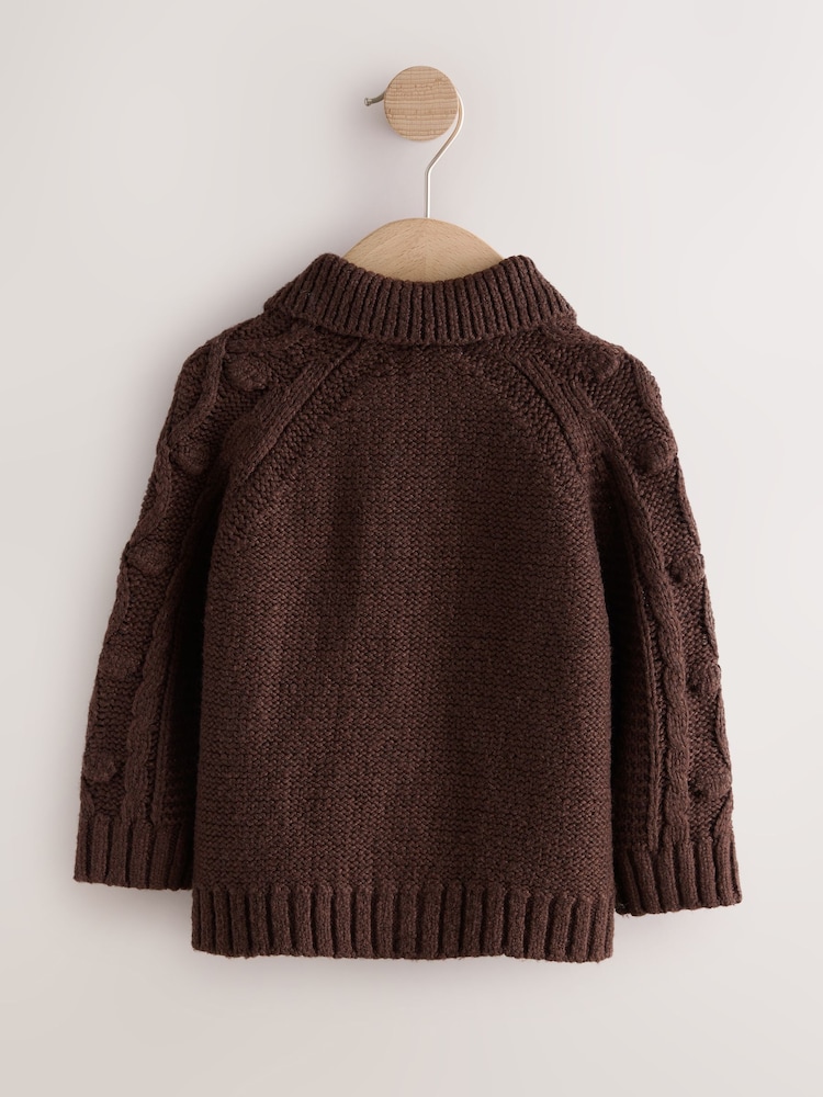 Chocolate Brown Chunky Bobble Cardigan (3mths-10yrs) - Image 2 of 4