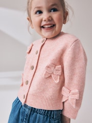ピンク - Bow Embroidered Cardigan (3mths-7yrs) - 画像 1 / 9