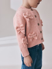 ピンク - Bow Embroidered Cardigan (3mths-7yrs) - 画像 3 / 9