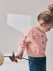 ピンク - Bow Embroidered Cardigan (3mths-7yrs) - 画像 5 / 9