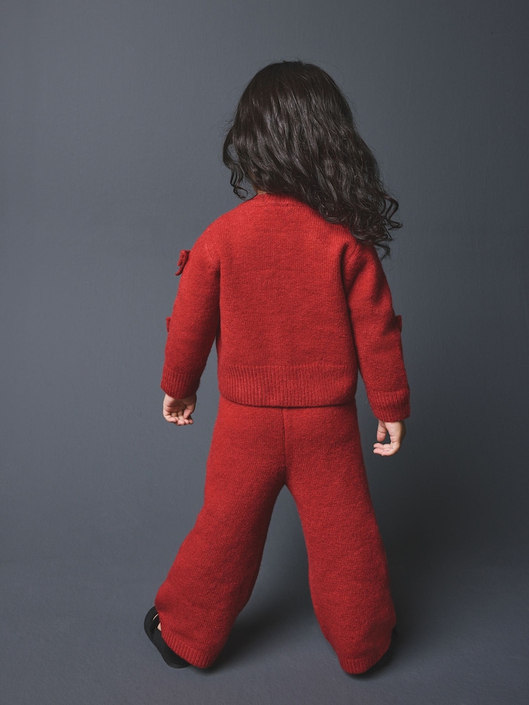 红色 - Bow Embroidered Cardigan and Trousers Set (3mths-7yrs) - 图片2 / 7 红色 - Bow Embroidered Cardigan and Trousers Set (3mths-7yrs) - 图片2 / 7
