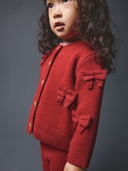 红色 - Bow Embroidered Cardigan and Trousers Set (3mths-7yrs) - 图片3 / 7