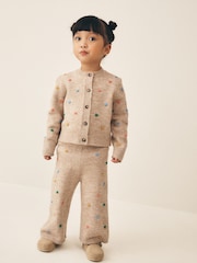 Oatmeal Rainbow Spot Cardigan and Trousers Set (3mths-7yrs) - Image 1 of 4