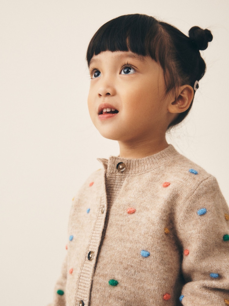 Oatmeal Rainbow Spot Cardigan and Trousers Set (3mths-7yrs) - Image 4 of 4 Oatmeal Rainbow Spot Cardigan and Trousers Set (3mths-7yrs) - Image 4 of 4