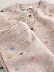 Oatmeal Rainbow Spot Cardigan and Trousers Set (3mths-7yrs) - Image 8 of 9