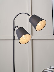 Pacific Black Juna Metal and Wood Two Head Floor Lamp - Image 2 of 6