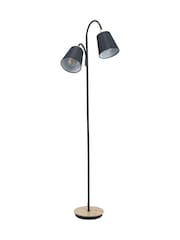 Pacific Black Juna Metal and Wood Two Head Floor Lamp - Image 5 of 6