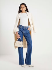 River Island Cream Slash Neck Feather Cuff Top - Image 4 of 4