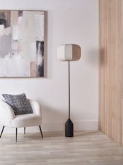 Pacific Black Oscar Metal and Linen Structured Floor Lamp - Image 1 of 6