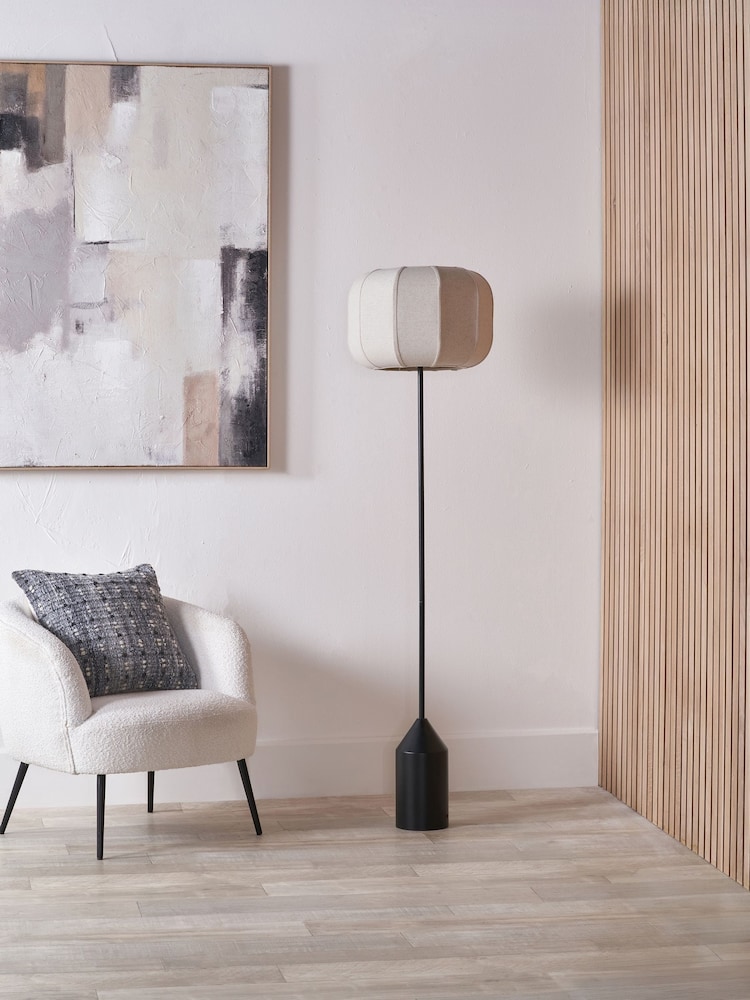 Pacific Black Oscar Metal and Linen Structured Floor Lamp - Image 1 of 6