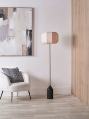 Pacific Black Oscar Metal and Linen Structured Floor Lamp - Image 2 of 6