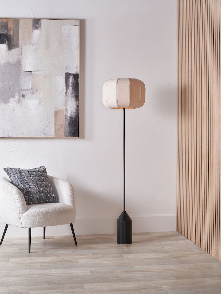 Pacific Black Oscar Metal and Linen Structured Floor Lamp - Image 2 of 6