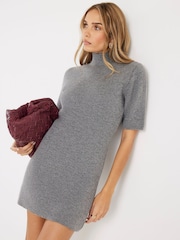 River Island Grey High Neck Cosy Mini Dress - Image 2 of 4