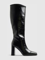 River Island Cream Knitted Cape Detail Boots - Image 1 of 5