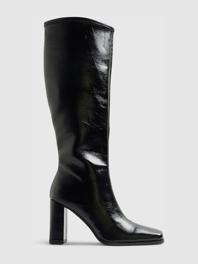 River Island Cream Knitted Cape Detail Boots - Image 1 of 5