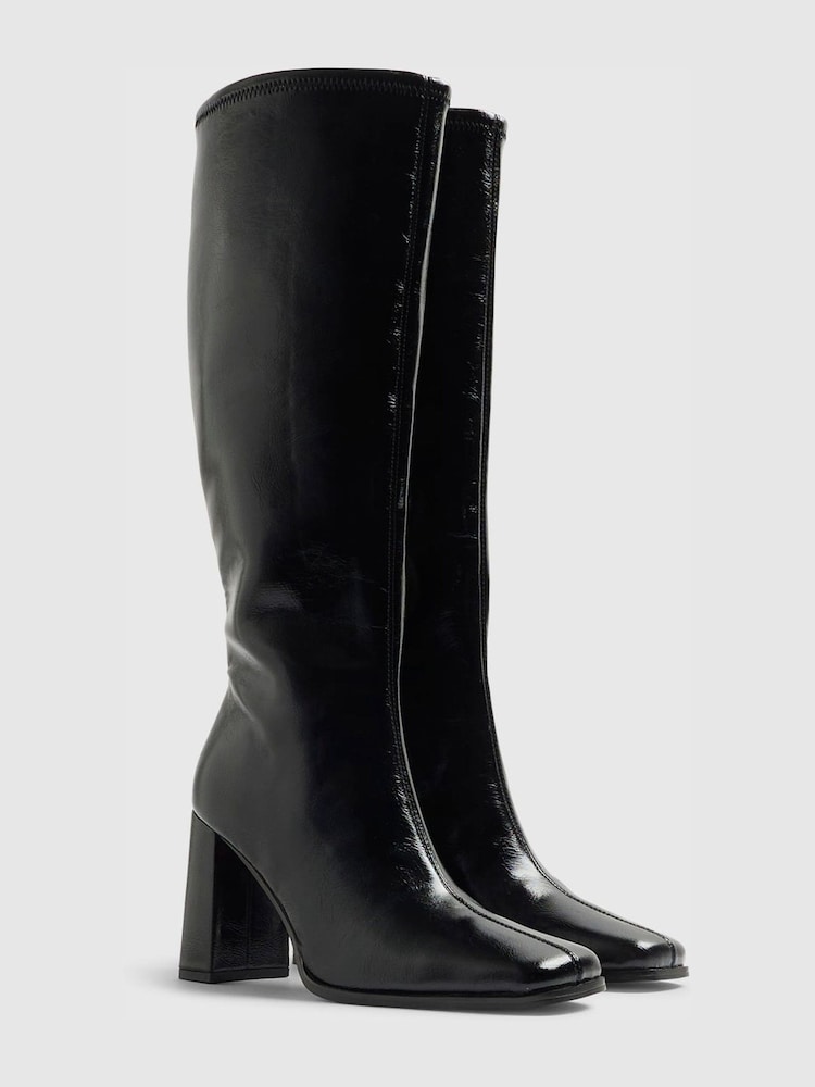 River Island Cream Knitted Cape Detail Boots - Image 2 of 5