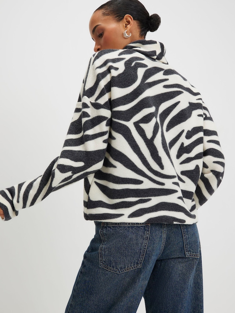 River Island White Zebra Print Cosy Top - Image 2 of 4