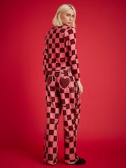 River Island Pink Nephthys Checkerboard Print Pyjamas Set - Image 3 of 4