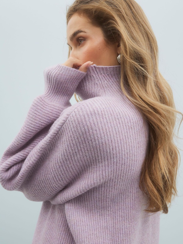 River Island Pink Funnel Neck Jumper - Image 2 of 4 River Island Pink Funnel Neck Jumper - Image 2 of 4