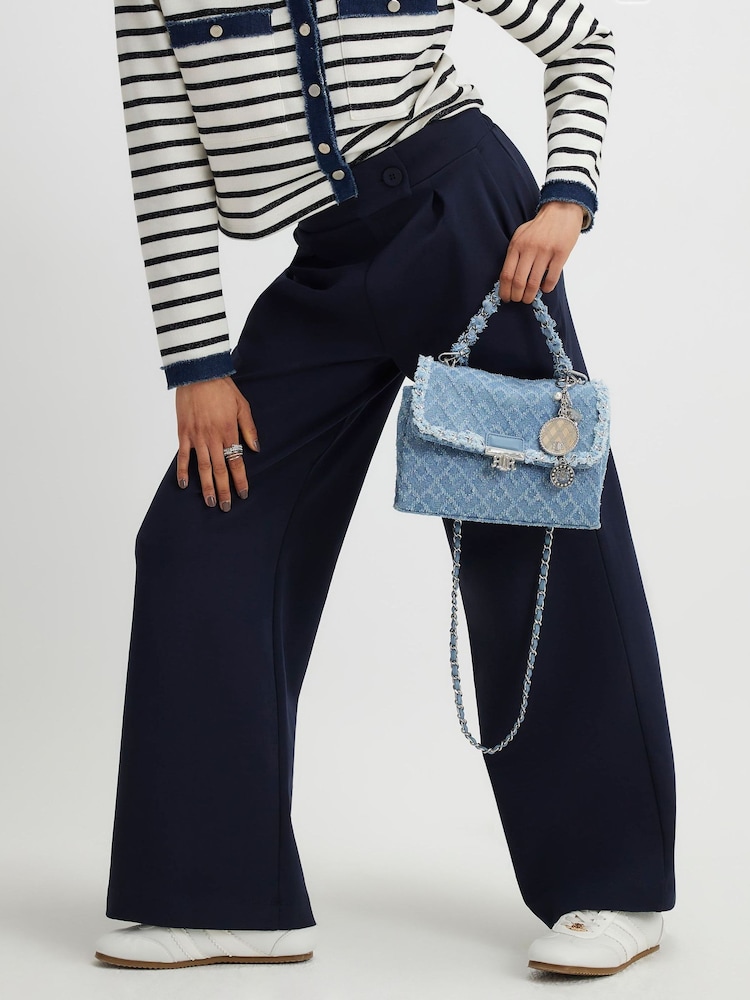 River Island Blue Tailored Interlock Trousers - Image 1 of 4