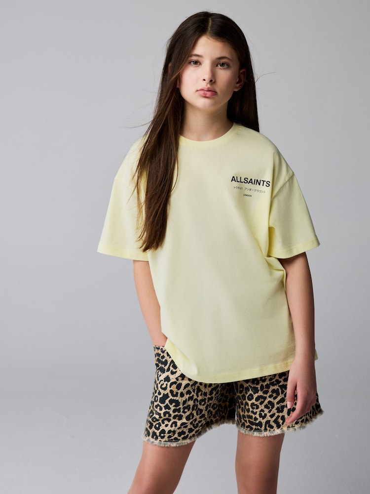smALLSAINTS Light Yellow Oversized Underground Crew Neck T-Shirt - Image 2 of 10 smALLSAINTS Light Yellow Oversized Underground Crew Neck T-Shirt - Image 2 of 10