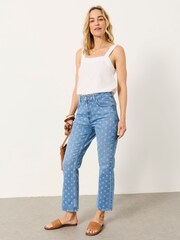 FatFace Kick Flare Blue Denim Straight Crop Jeans - Imagen 2 de 7