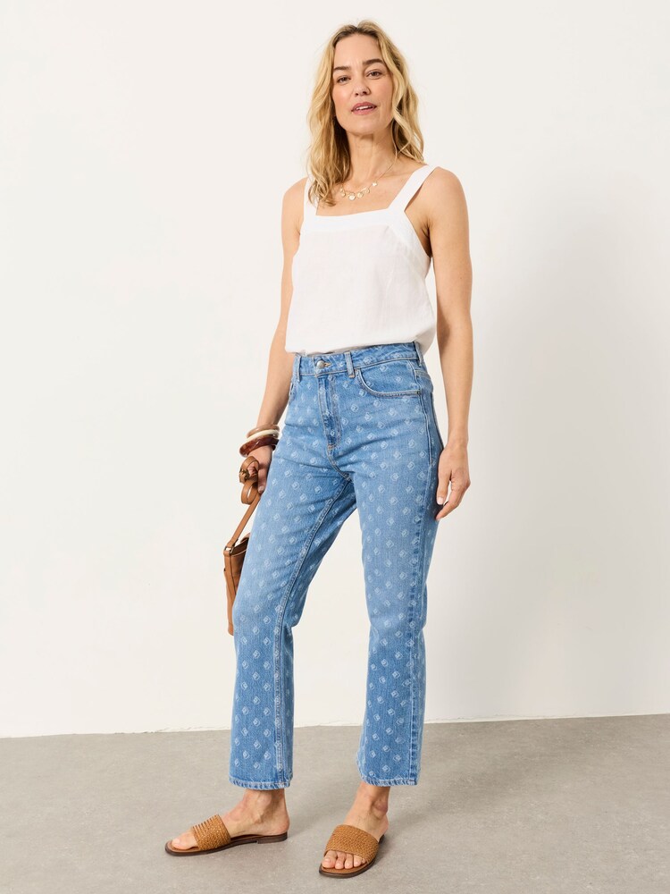 FatFace Kick Flare Blue Denim Straight Crop Jeans - Imagen 2 de 7