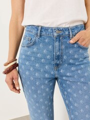 FatFace Kick Flare Blue Denim Straight Crop Jeans - Imagen 3 de 7