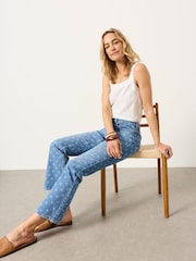 FatFace Kick Flare Blue Denim Straight Crop Jeans - Imagen 5 de 7