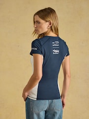 Joules Official Burghley Navy Short Sleeve Active Top - Image 2 of 9