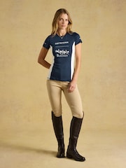 Joules Official Burghley Navy Short Sleeve Active Top - Image 6 of 9