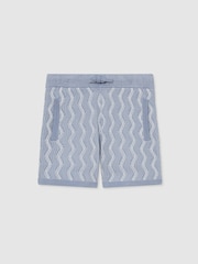 Reiss Blue Bodhi 9-13 yrs Wave-Knit Drawstring Shorts - Image 2 of 3